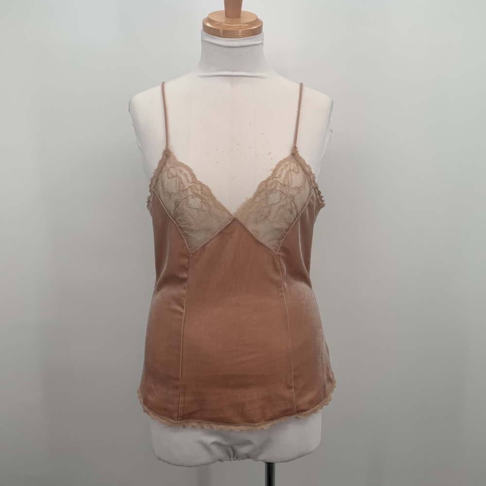 Cotton Candy Pink Velvet & Lace Camisole Size L